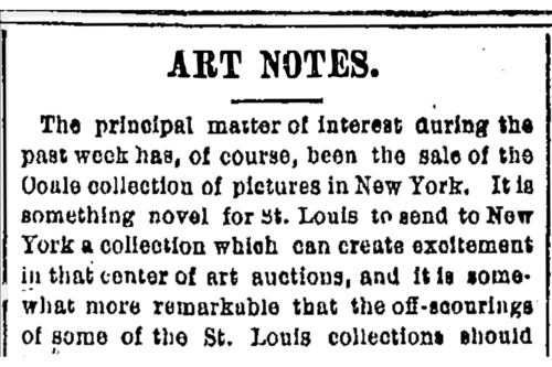 Heading from the article "Art Notes" from the St. Louis Globe-Democrat